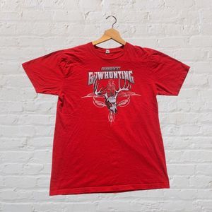 Vintage Hoyt Bowhunting T-Shirt Red Double Sided Y2K Made in USA Small Anvil